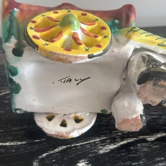 Vintage Italian donkey pulling cart flower planter. - Picture 9 of 10